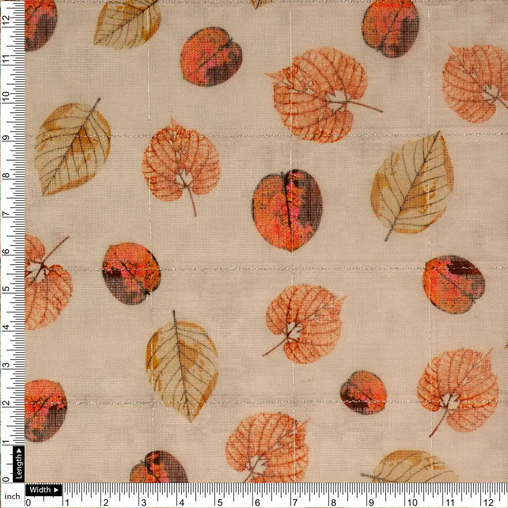 FAB VOGUE Studio Digital Printed Linen Look Polyester Fabric - Beige Autumn Leaves – 70a0651copy2