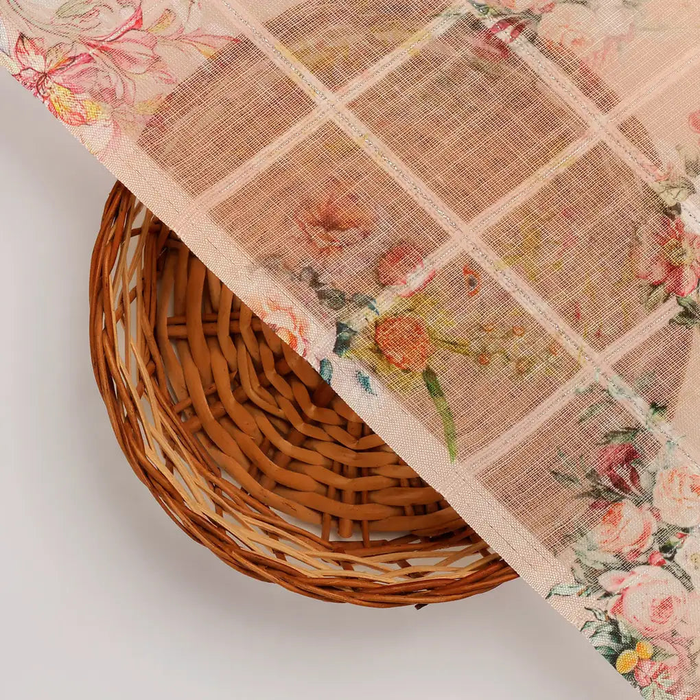 FAB VOGUE Studio Digital Printed Peach Floral Linen Fabric - Perfect for Dresses, Tops, and More! – 70a0659copy2