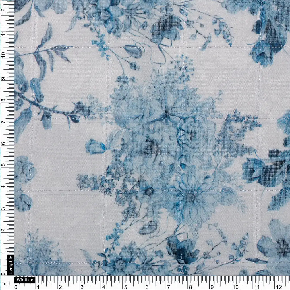 FAB VOGUE Studio Digital Printed Linen Fabric - Blue Floral, Polyester, 44 Inch – 70a0661copy2