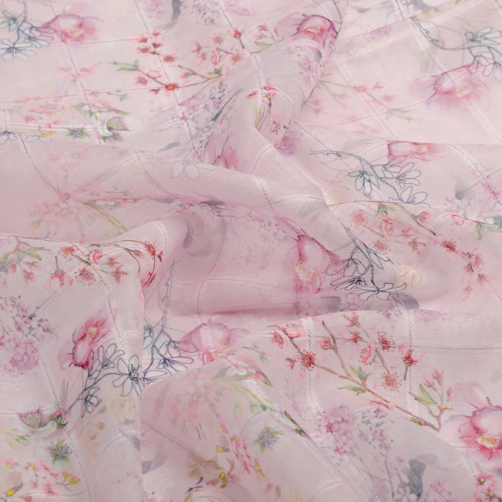 FAB VOGUE Studio Digital Printed Linen Look Polyester Fabric - Pink Floral – 70a0669copy2