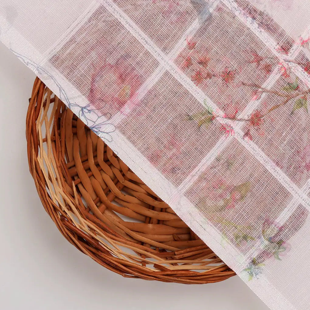 FAB VOGUE Studio Digital Printed Linen Look Polyester Fabric - Pink Floral – 70a0670copy2