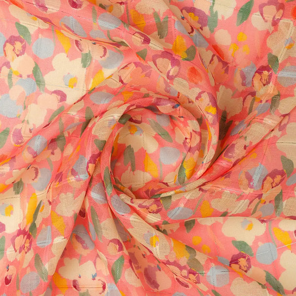 FAB VOGUE Studio Digital Printed Linen Fabric - Peach Floral Pattern – 70a0673copy2