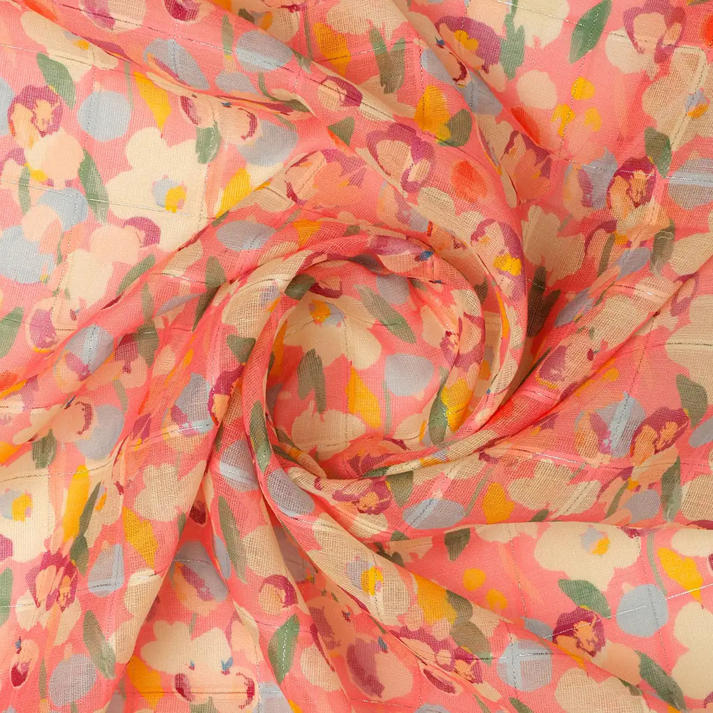 FAB VOGUE Studio Digital Printed Linen Fabric - Peach Floral Pattern – 70a0673copy2