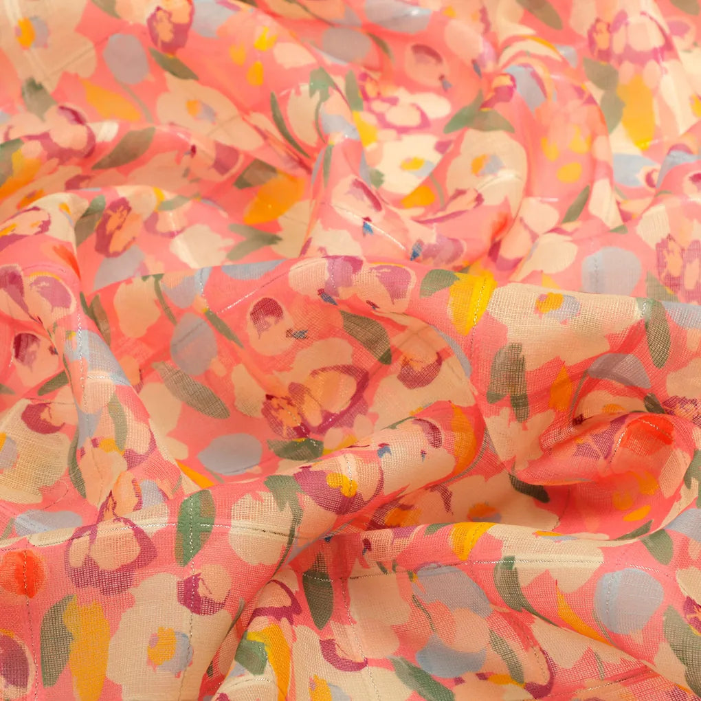 FAB VOGUE Studio Digital Printed Linen Fabric - Peach Floral Pattern – 70a0674copy2
