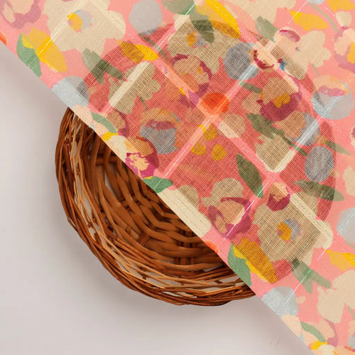 FAB VOGUE Studio Digital Printed Linen Fabric - Peach Floral Pattern – 70a0675copy2