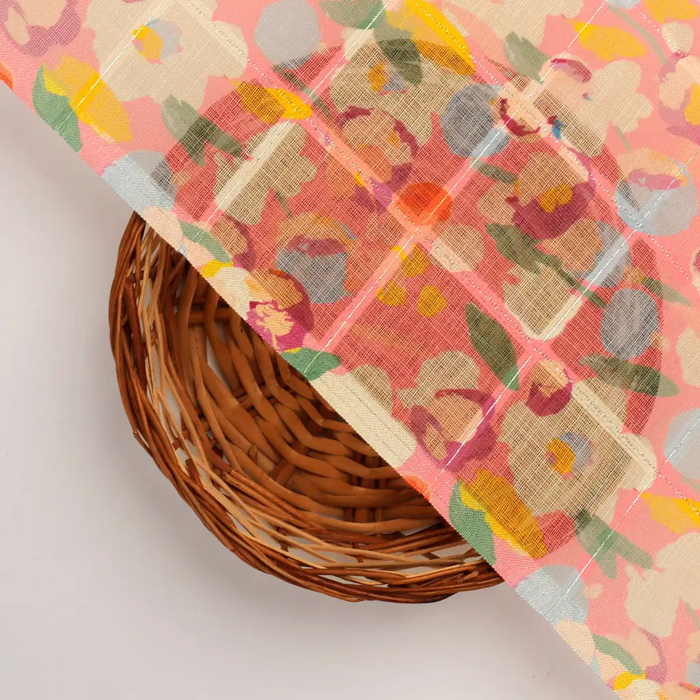 FAB VOGUE Studio Digital Printed Linen Fabric - Peach Floral Pattern – 70a0675copy2