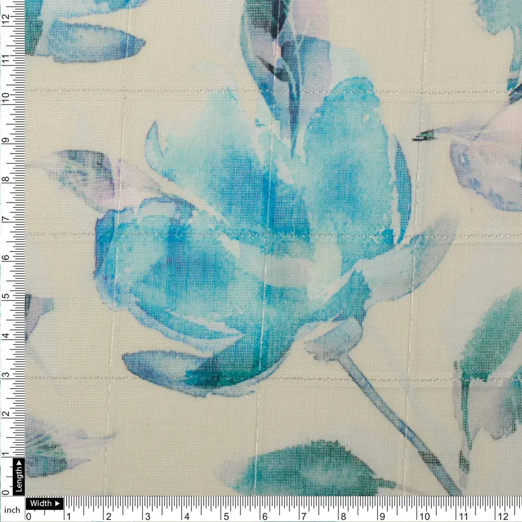 FAB VOGUE Studio Digital Printed Linen Fabric - Blue Floral Pattern – 70a0677copy2