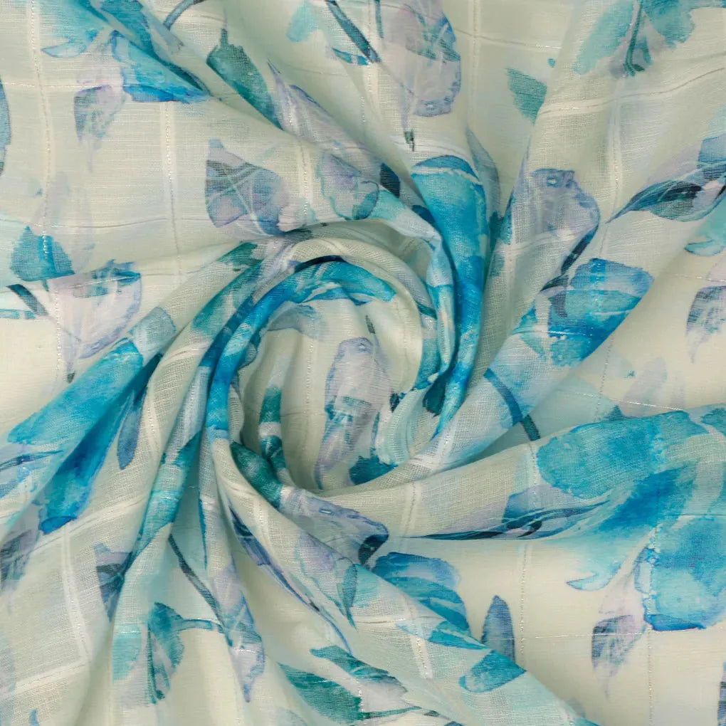 FAB VOGUE Studio Digital Printed Linen Fabric - Blue Floral Pattern – 70a0678copy2