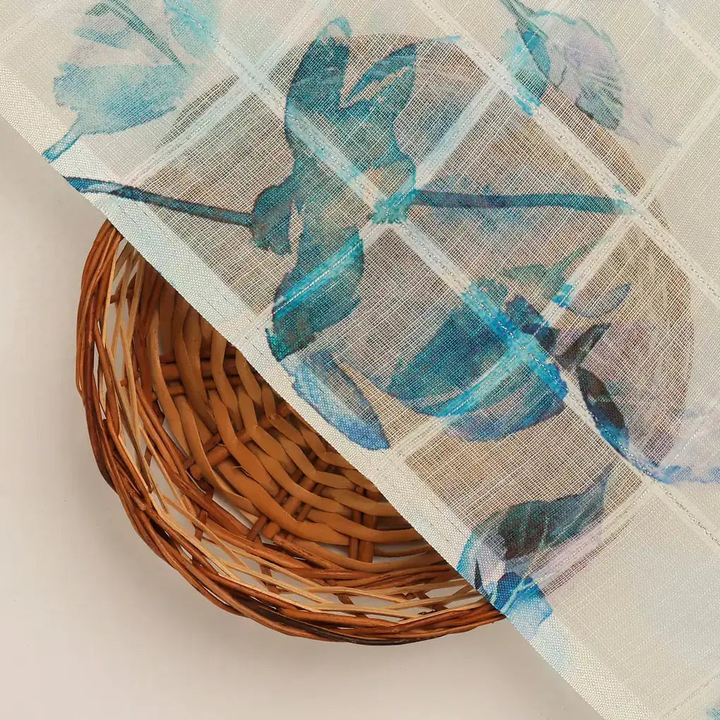 FAB VOGUE Studio Digital Printed Linen Fabric - Blue Floral Pattern – 70a0680copy2