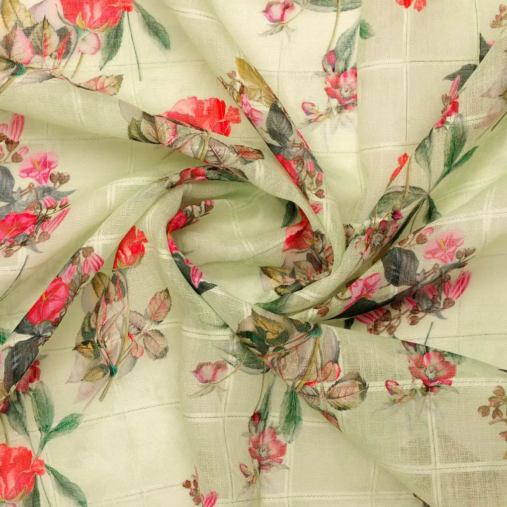 FAB VOGUE Studio Digital Printed Linen Look Polyester Fabric - Floral – 70a0688copy2