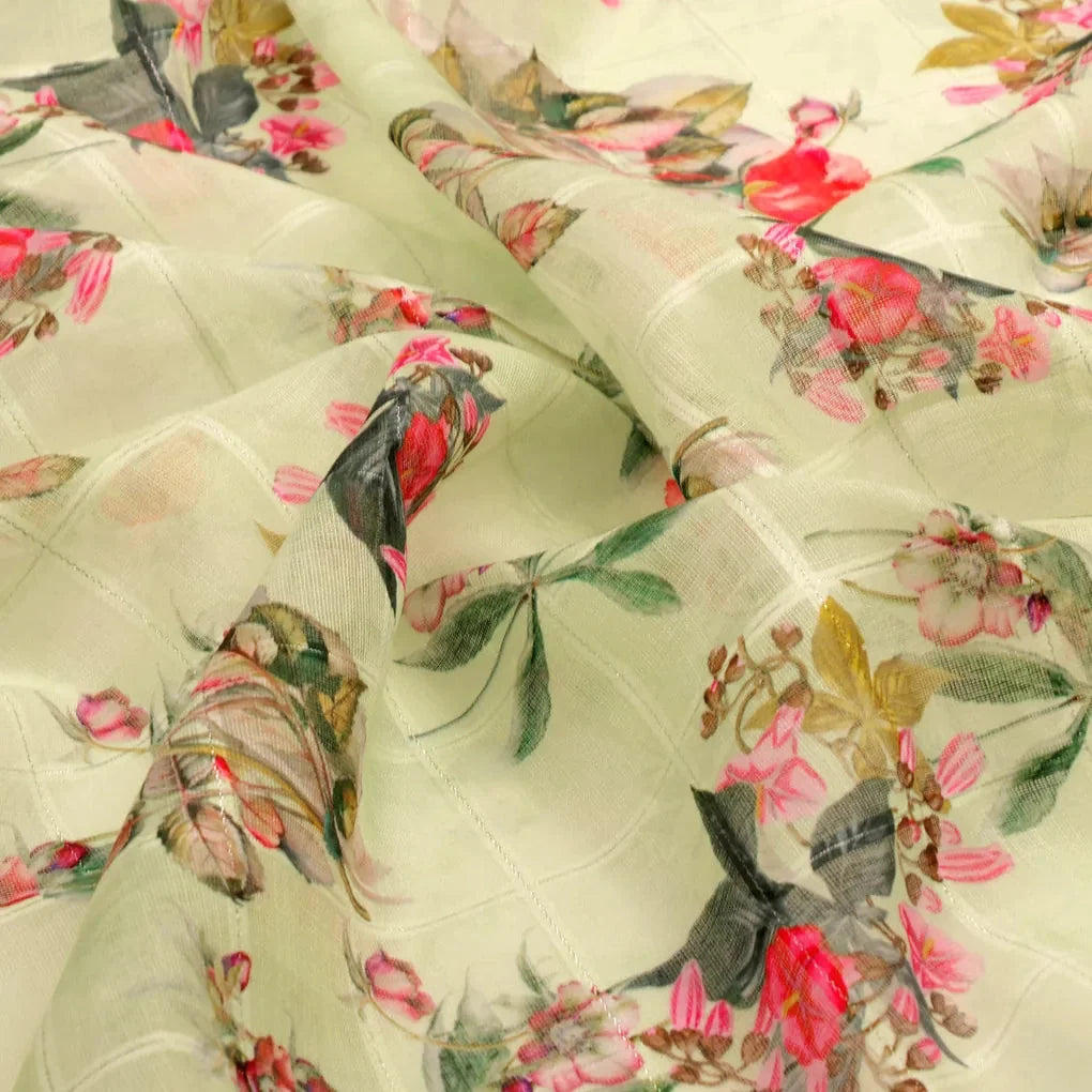 FAB VOGUE Studio Digital Printed Linen Look Polyester Fabric - Floral – 70a0689copy2