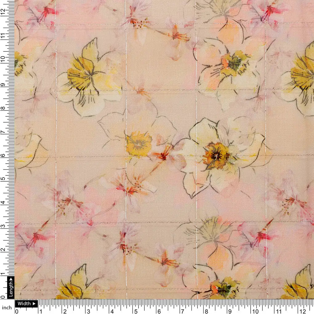 FAB VOGUE Studio Digital Printed Linen Fabric - Peach Floral – 70a0692copy2
