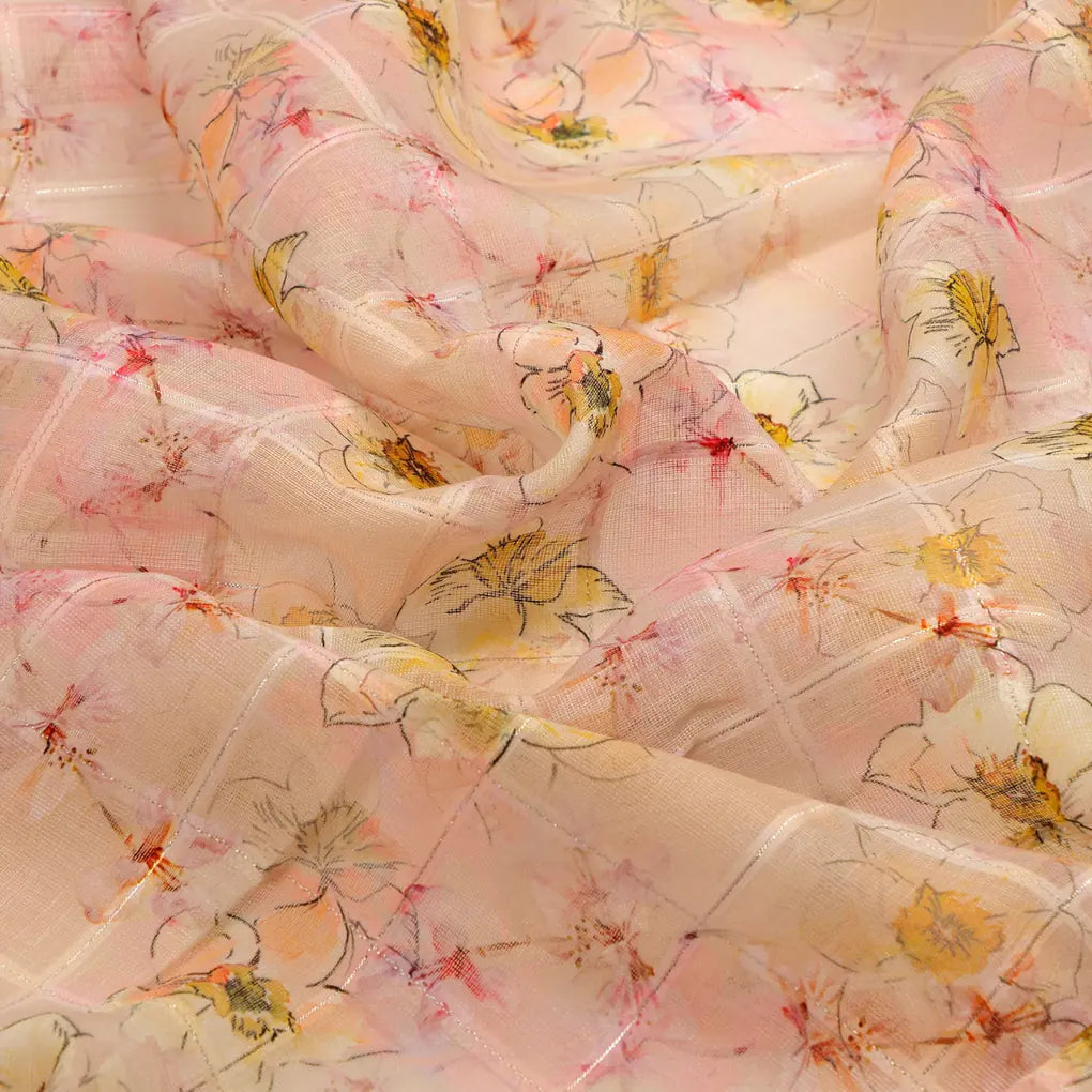 FAB VOGUE Studio Digital Printed Linen Fabric - Peach Floral – 70a0694copy2