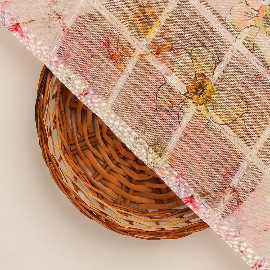 FAB VOGUE Studio Digital Printed Linen Fabric - Peach Floral – 70a0695copy2