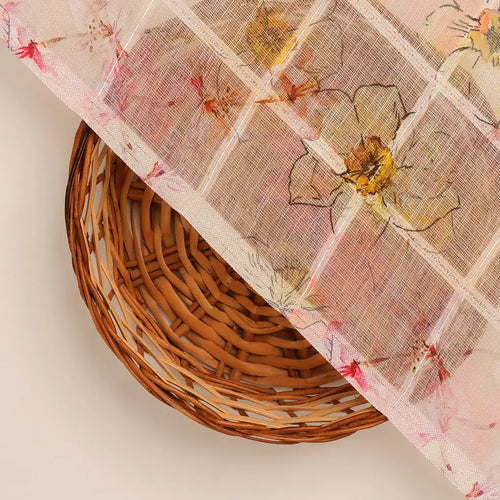 FAB VOGUE Studio Digital Printed Linen Fabric - Peach Floral – 70a0695copy2