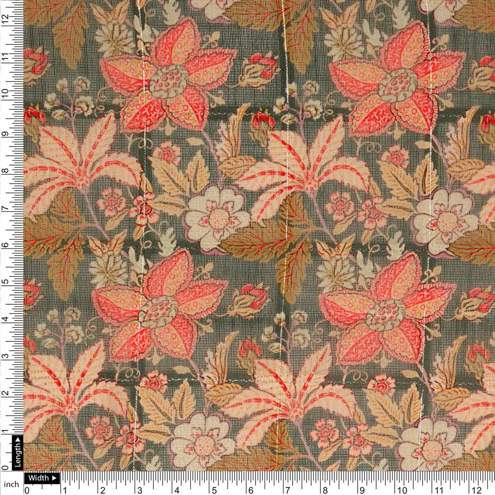 FAB VOGUE Studio Digital Printed Linen Fabric - Floral Pattern - Green – 70a0702copy2