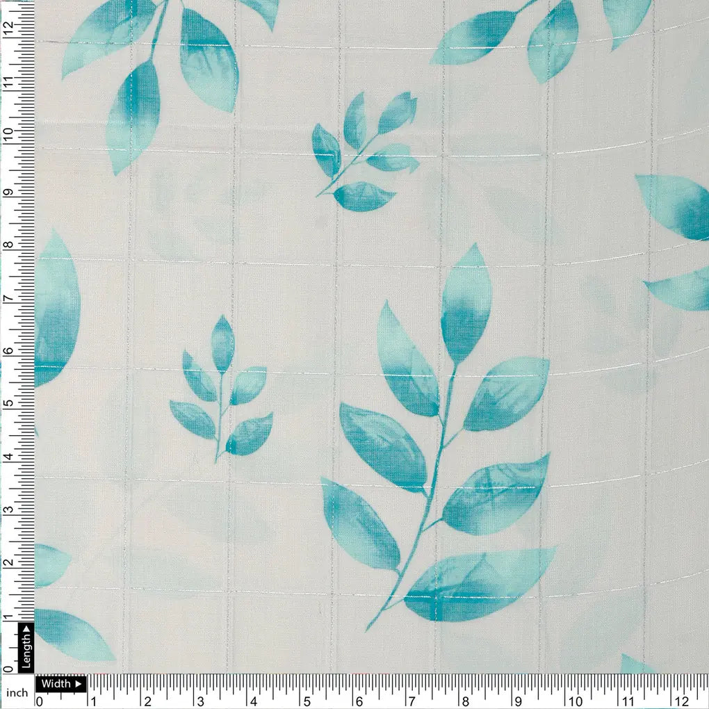 FAB VOGUE Studio Digital Printed Linen Fabric - Aqua Leaf Design – 70a0707copy2