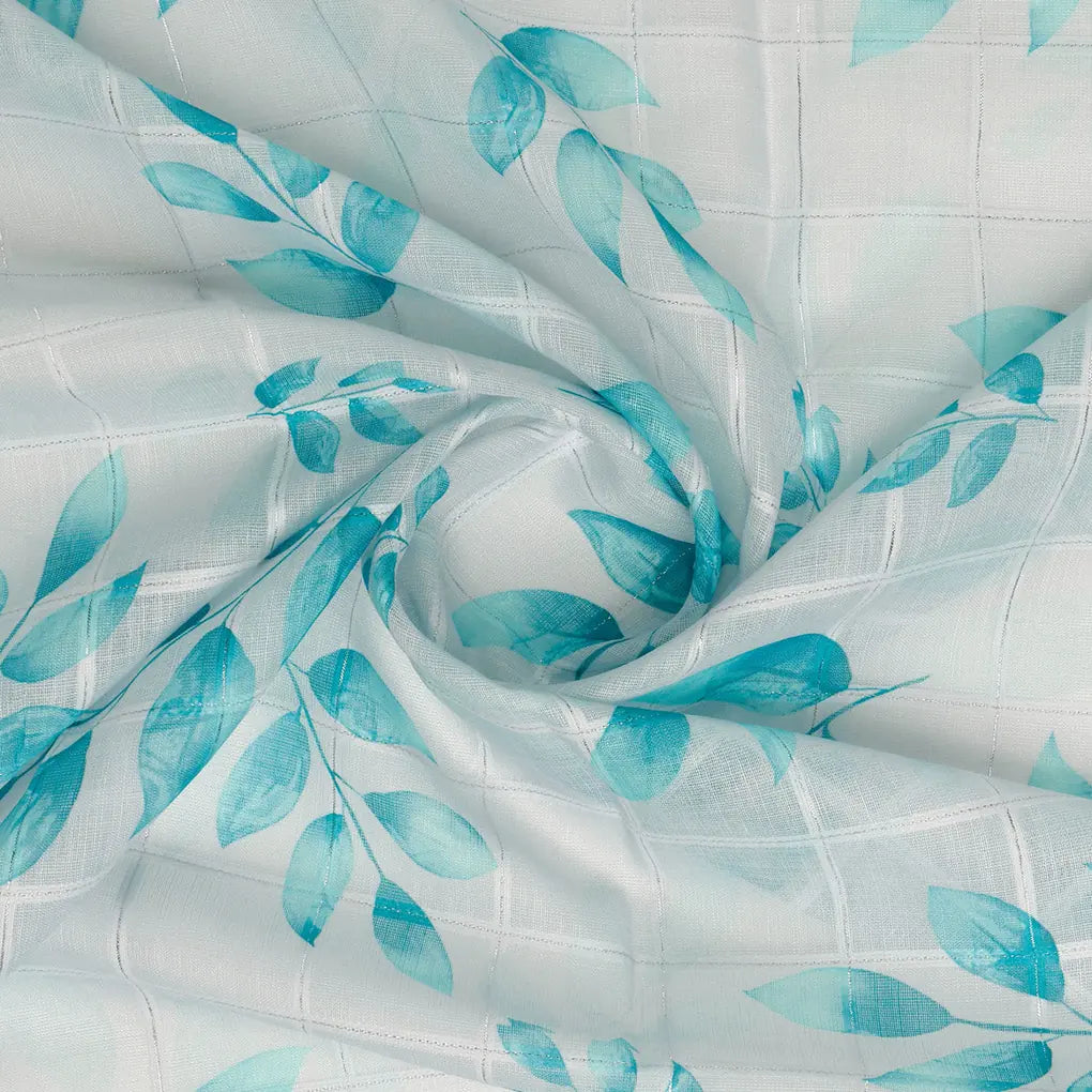 FAB VOGUE Studio Digital Printed Linen Fabric - Aqua Leaf Design – 70a0708copy2