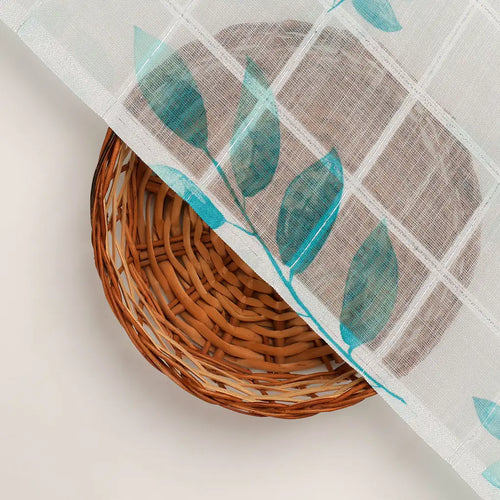 FAB VOGUE Studio Digital Printed Linen Fabric - Aqua Leaf Design – 70a0710copy2