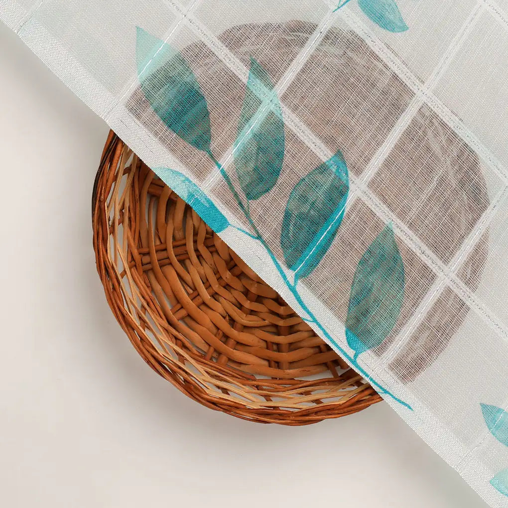 FAB VOGUE Studio Digital Printed Linen Fabric - Aqua Leaf Design – 70a0710copy2