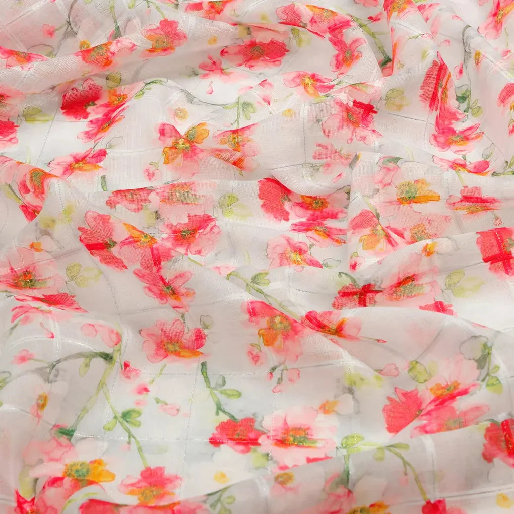 FAB VOGUE Studio Linen Look Digital Printed Polyester Fabric - White Floral – 70a0720copy2