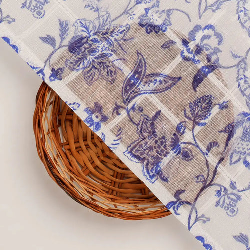 FAB VOGUE Studio Digital Printed Linen Fabric - Blue & White Floral – 70a0726copy2