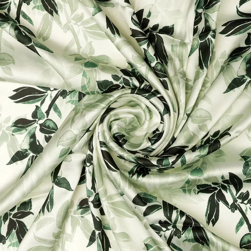 FAB VOGUE Studio Japan Satin Digital Printed Fabric - Green Floral Pattern – 70a4316copy2