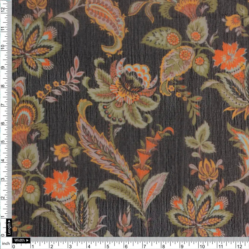FAB VOGUE Studio Digital Printed Chiffon Fabric - Black Floral – 70a4367copy2