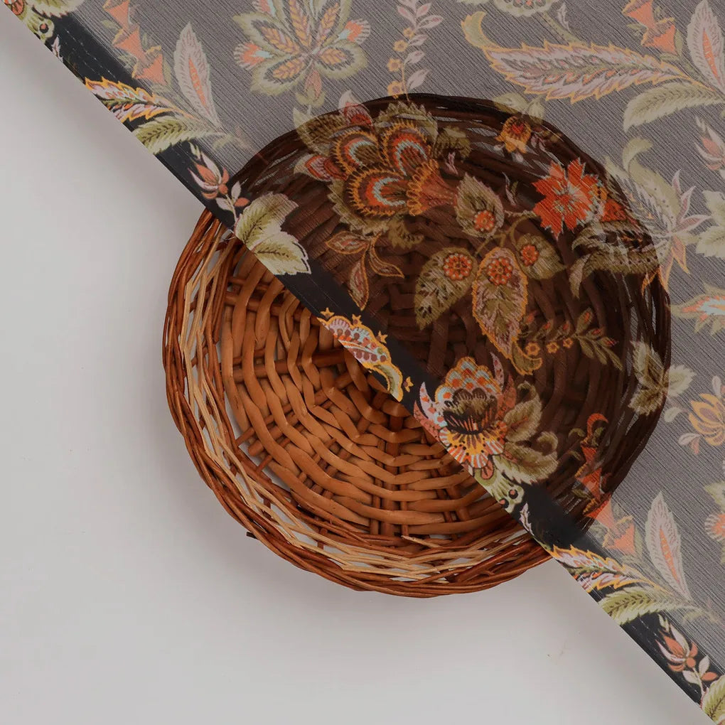 FAB VOGUE Studio Digital Printed Chiffon Fabric - Black Floral – 70a4370copy2