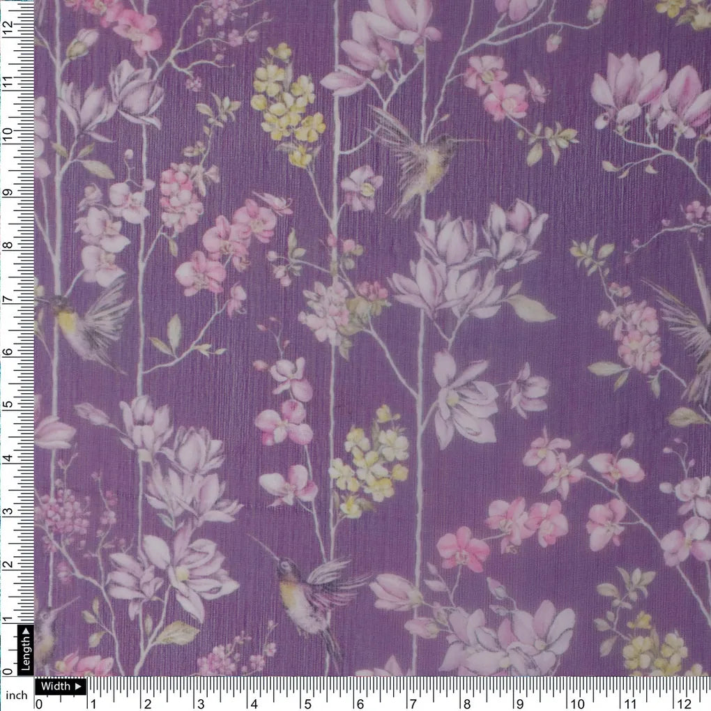 FAB VOGUE Studio Purple Floral Chiffon Fabric - Digital Printed Polyester – 70a4377copy2