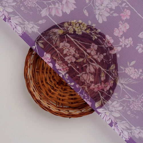 FAB VOGUE Studio Purple Floral Chiffon Fabric - Digital Printed Polyester – 70a4381copy2