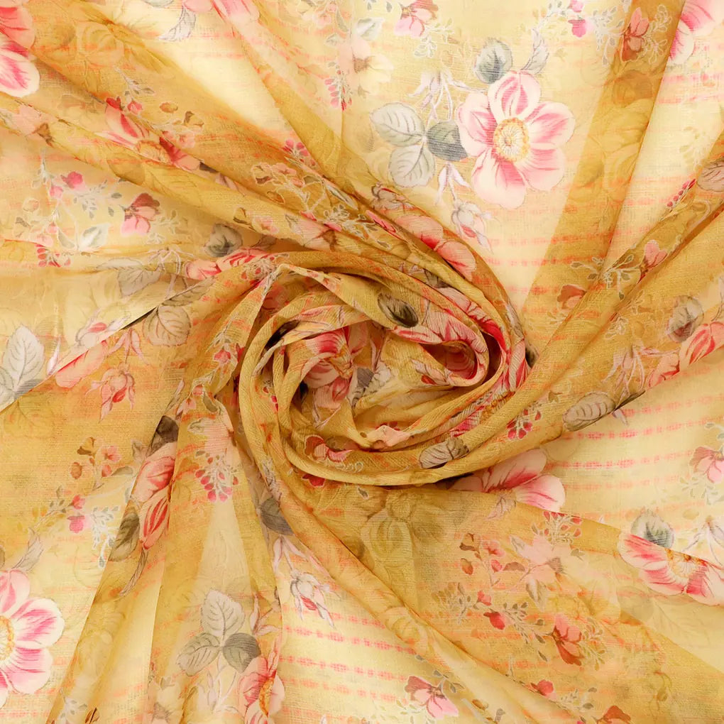 FAB VOGUE Studio - Digital Printed Chiffon Fabric - Yellow Floral Pattern – 70a4395copy2