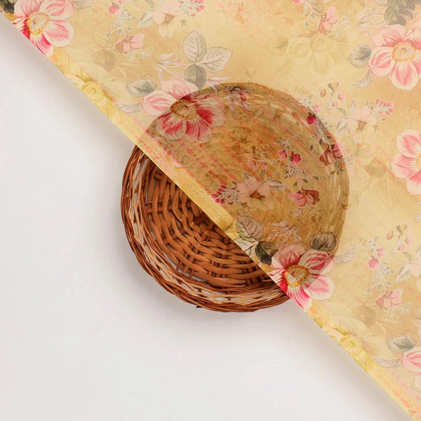 FAB VOGUE Studio - Digital Printed Chiffon Fabric - Yellow Floral Pattern – 70a4397copy2 - alternate view