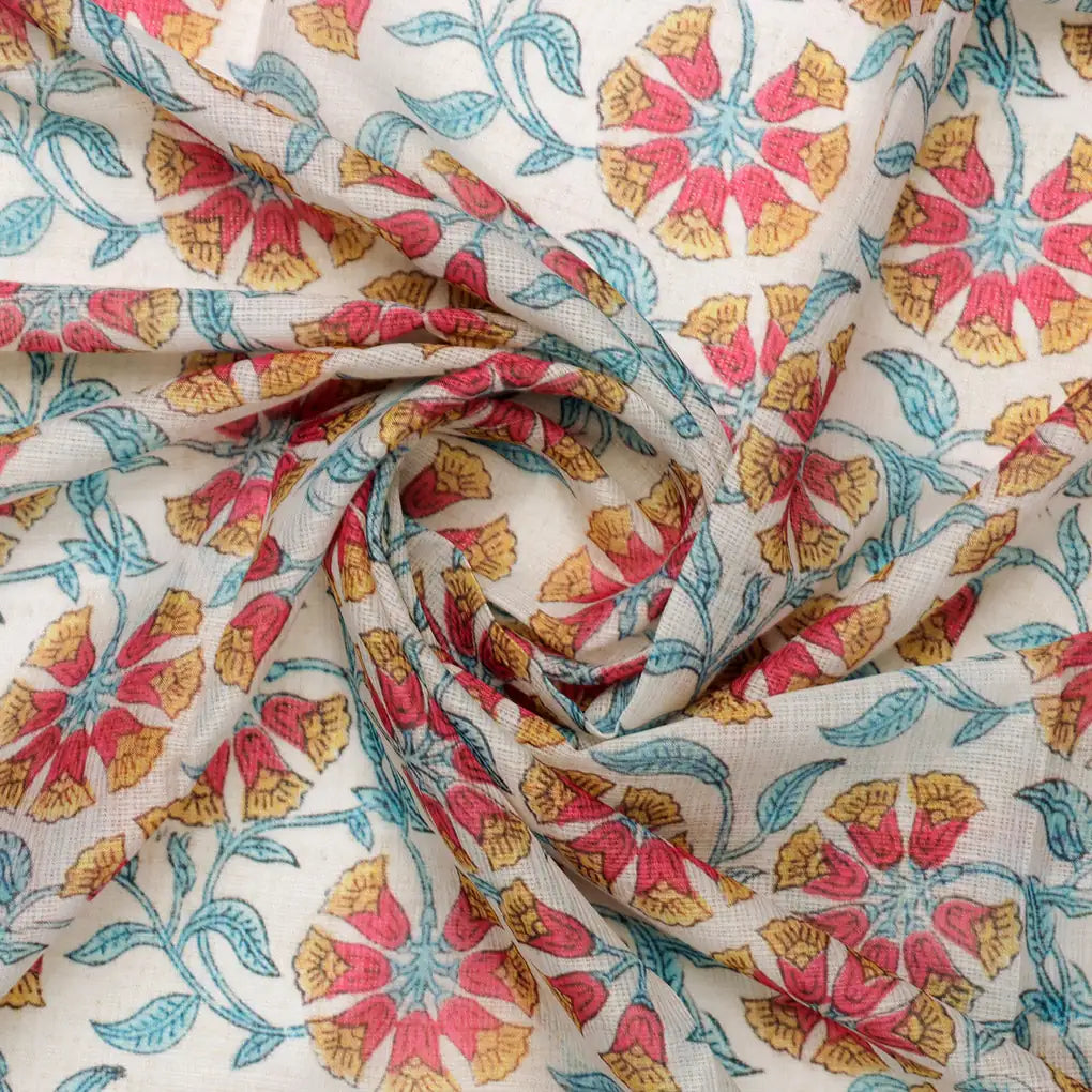 FAB VOGUE Studio Digital Printed Kota Doria Fabric - Floral Pattern – 70a4430copy2