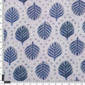 FAB VOGUE Studio - Kota Doria Digital Printed Polyester Fabric - White with Blue Leaves – 70a4435copy2