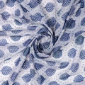 FAB VOGUE Studio - Kota Doria Digital Printed Polyester Fabric - White with Blue Leaves – 70a4436copy2