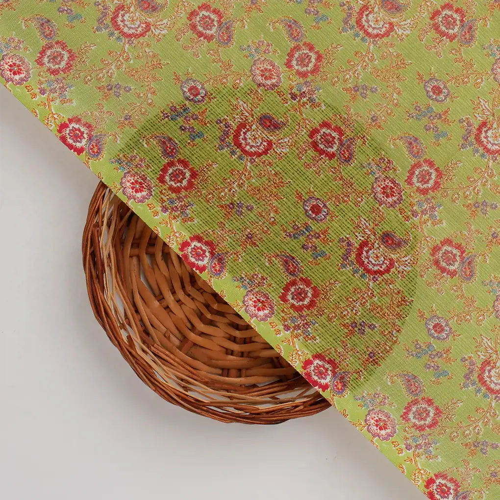 FAB VOGUE Studio Kota Doria Digital Printed Fabric - Green Floral – 70a4456copy2