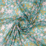 FAB VOGUE Studio Kota Doria Digital Printed Fabric - Turquoise Floral – 70a4465copy2