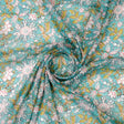 FAB VOGUE Studio Kota Doria Digital Printed Fabric - Turquoise Floral – 70a4465copy2