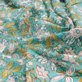 FAB VOGUE Studio Kota Doria Digital Printed Fabric - Turquoise Floral – 70a4467copy2