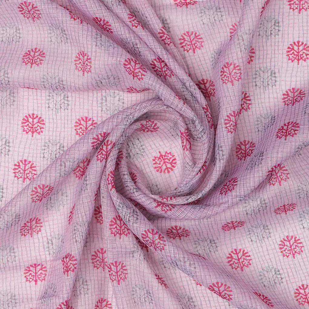 FAB VOGUE Studio Digital Printed Kota Doria Fabric - Pink Floral – 70a4476copy2