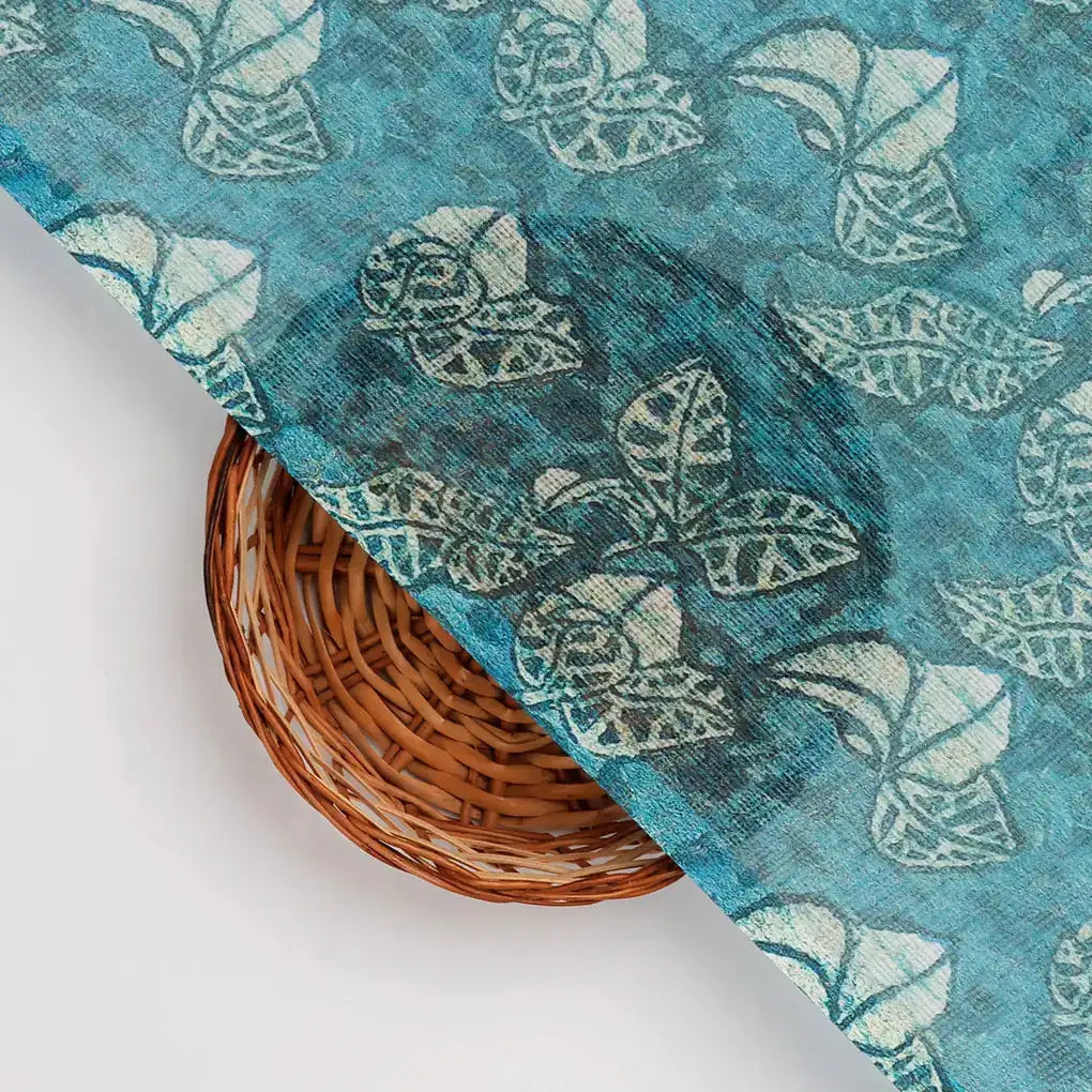 FAB VOGUE Studio Kota Doria Digital Printed Fabric - Teal Floral Design – 70a4489copy2
