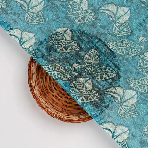 FAB VOGUE Studio Kota Doria Digital Printed Fabric - Teal Floral Design – 70a4489copy2
