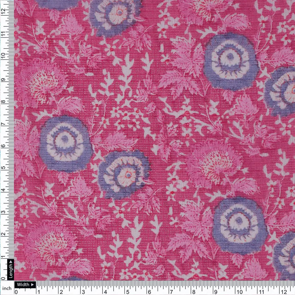 FAB VOGUE Studio Digital Printed Kota Doria Fabric - Pink Floral – 70a4496copy2