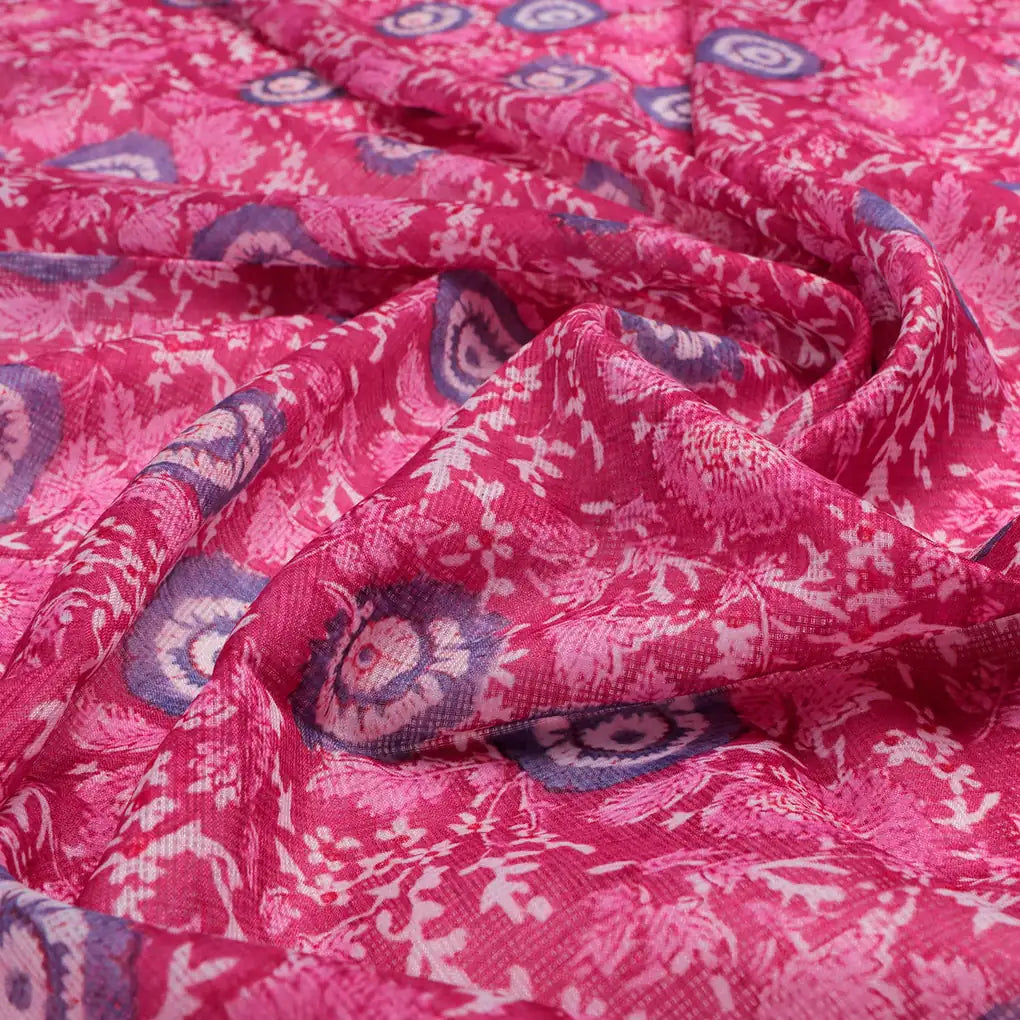 FAB VOGUE Studio Digital Printed Kota Doria Fabric - Pink Floral – 70a4498copy2
