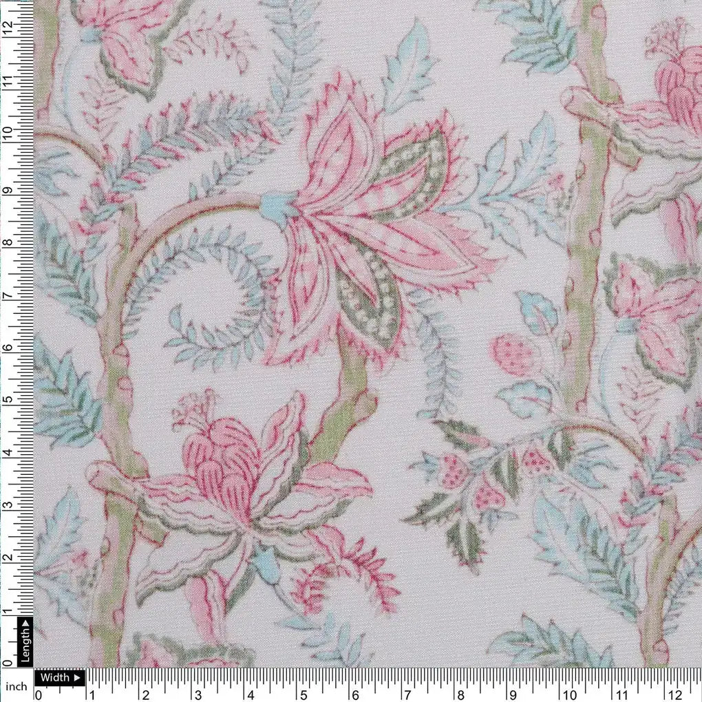 FAB VOGUE Studio Digital Printed Kota Doria Fabric - White Floral – 70a4506copy2