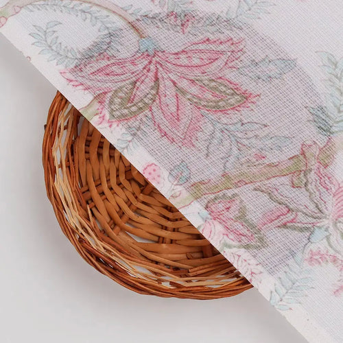 FAB VOGUE Studio Digital Printed Kota Doria Fabric - White Floral – 70a4509copy2