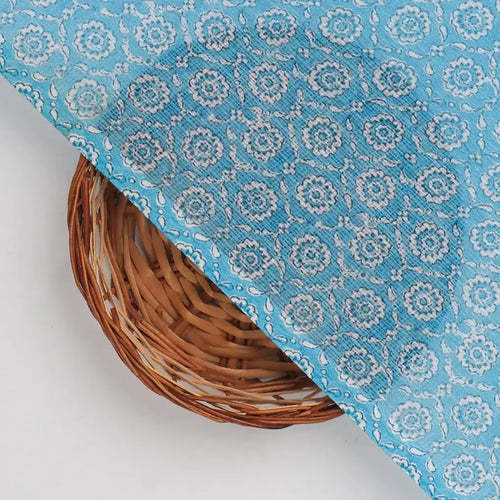 FAB VOGUE Studio Kota Doria Digital Printed Fabric - Blue Floral – 70a4519copy2