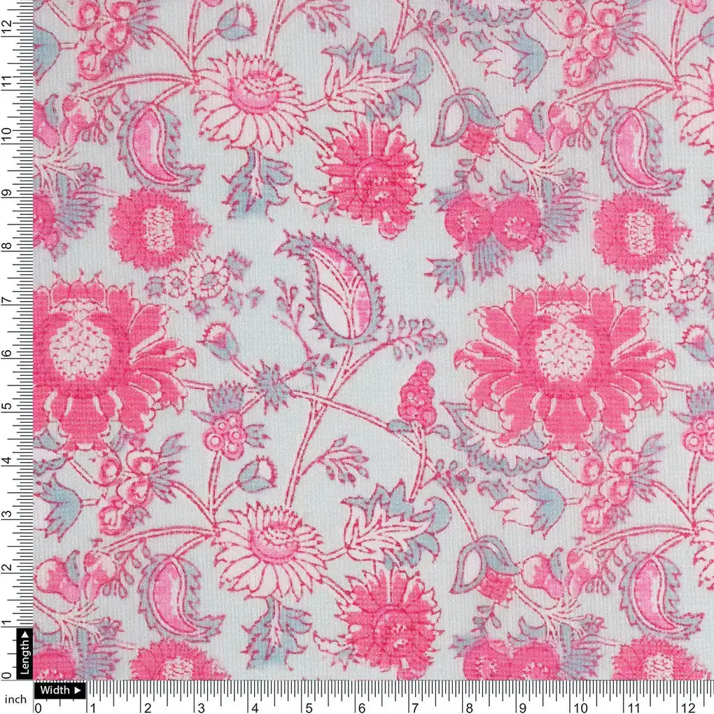 FAB VOGUE Studio Digital Printed Kota Doria Fabric - Pink Floral - 43 Inch – 70a4521copy2