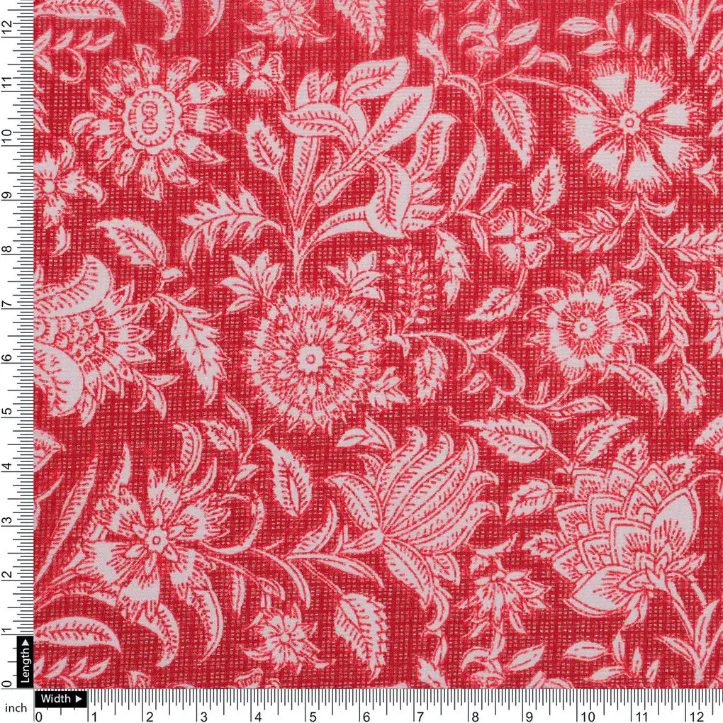 FAB VOGUE Studio Kota Doria Digital Printed Fabric - Red Floral – 70a4536copy2